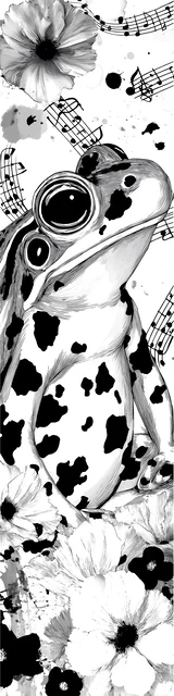 Free printable frog bookmark to color featuring a frog facing right